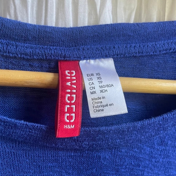 Divided Blue Slub Short Sleeve Crop Top, XS (runs LARGE) - Picture 5 of 10